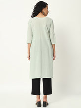 Mint Green Cotton Pintuck Long Kurta - SKYTICK